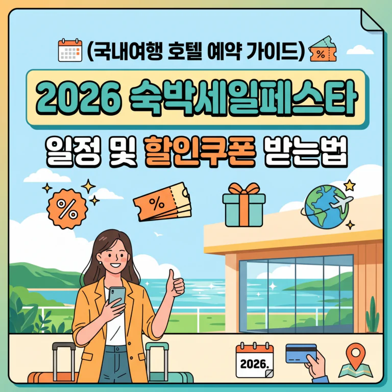 2026 숙박세일페스타 일정 및 할인쿠폰 받는법 (국내여행 호텔 예약 가이드)