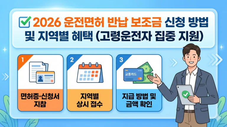 2026 운전면허 반납 보조금 신청 방법 및 지역별 혜택 (고령운전자 집중 지원)