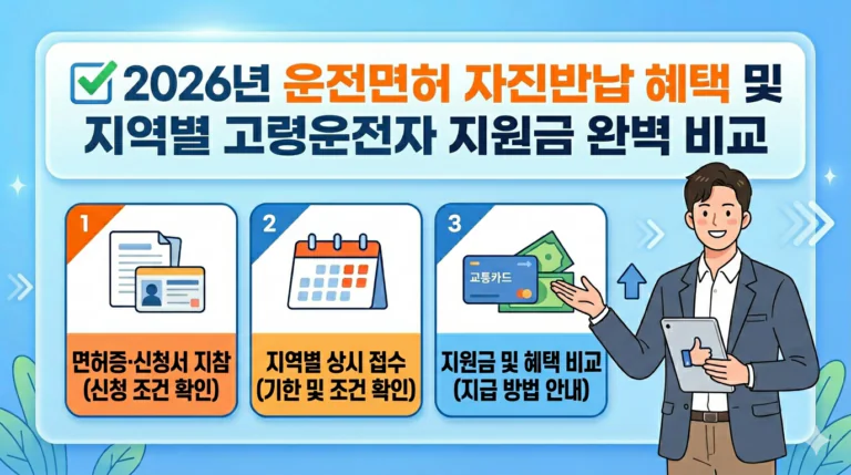 2026년 운전면허 자진반납 혜택 및 지역별 고령운전자 지원금 완벽 비교