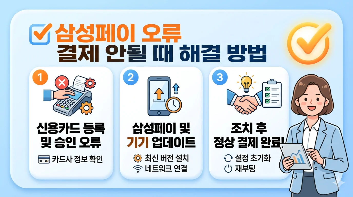 삼성페이 오류 결제 안될때 해결 방법 (카드 등록 오류·업데이트 후 조치)