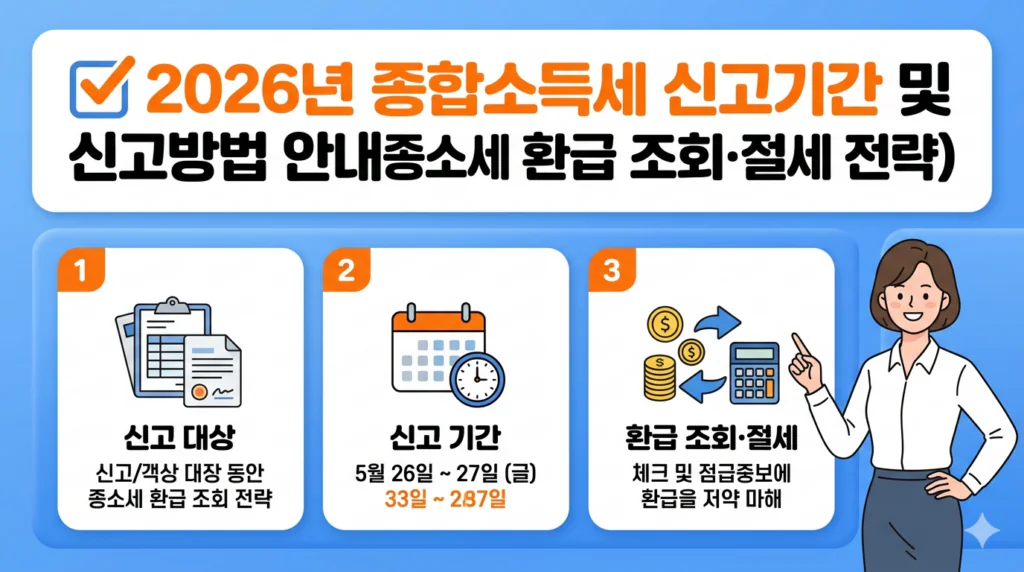 2026년 종합소득세 신고기간 및 신고방법 안내 (종소세 환급 조회·절세 전략)
