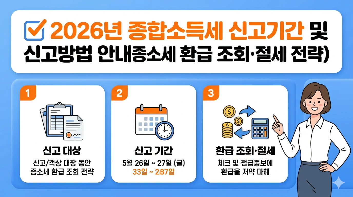 2026년 종합소득세 신고기간 및 신고방법 안내 (종소세 환급 조회·절세 전략)