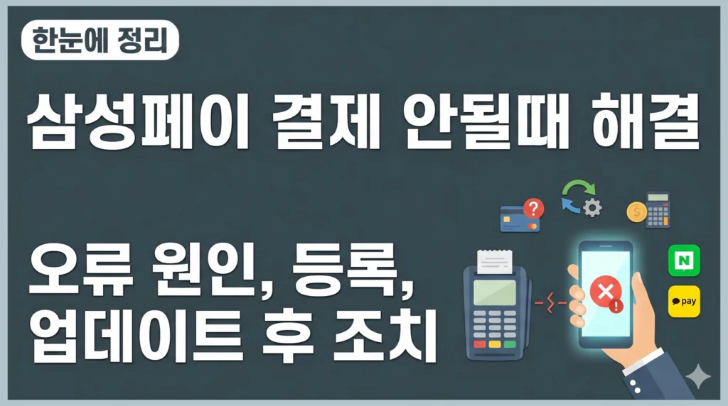 삼성페이 오류 결제 안될때 해결 방법 카드 등록 원인 업데이트 후 조치 | 2026 완벽 가이드