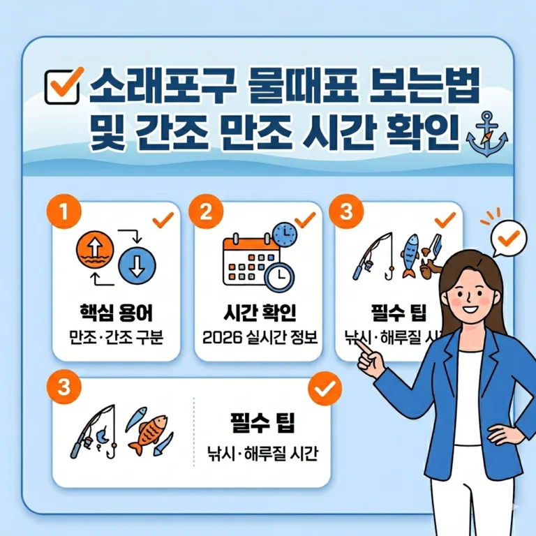 소래포구 물때표 보는법 및 간조 만조 시간 확인 (낚시 해루질 필수 정보)