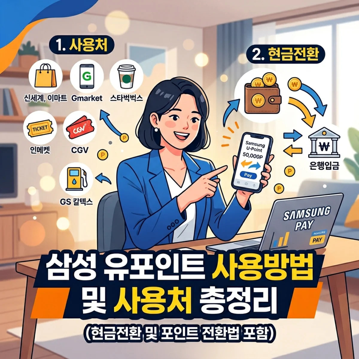 삼성 유포인트 사용방법 및 사용처 총정리 (현금전환 및 포인트 전환법)