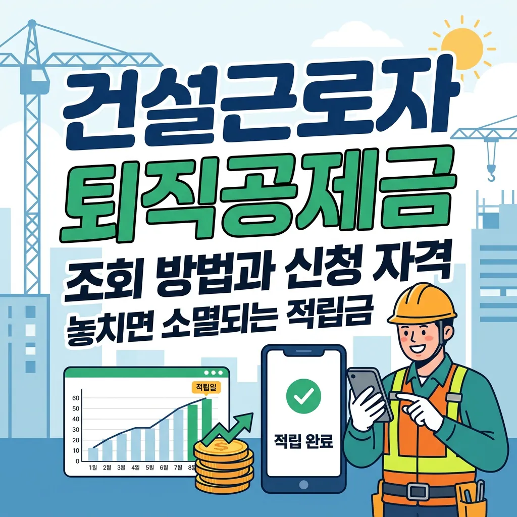 건설근로자 퇴직공제금 조회 방법과 신청 자격, 놓치면 소멸되는 적립금