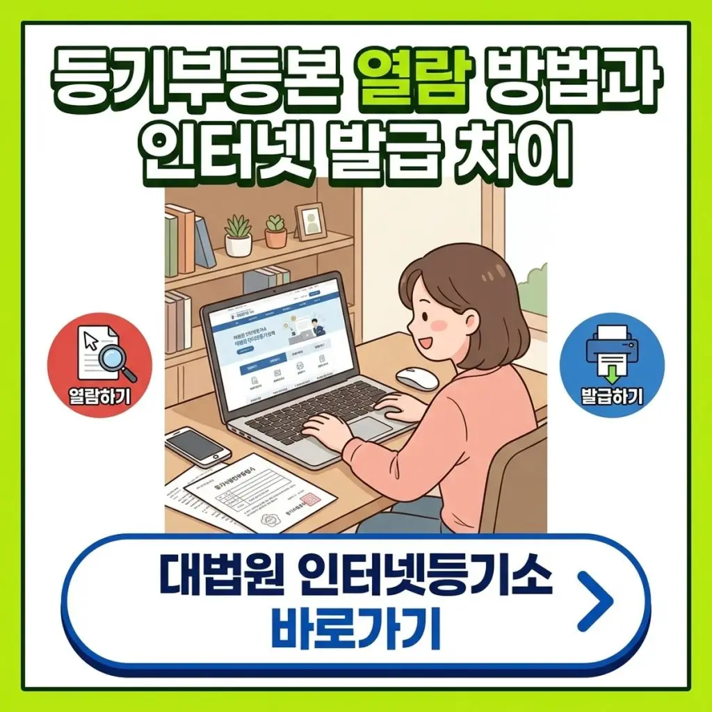 등기부등본 열람 방법과 인터넷 발급 차이, 인터넷등기소 신청 절차