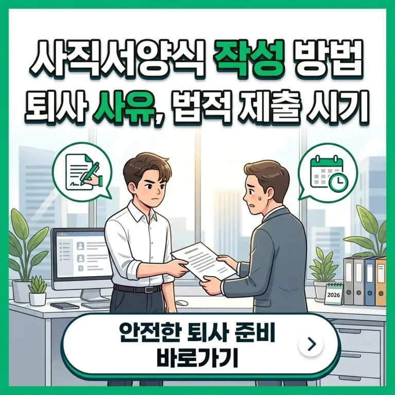 사직서양식 작성 방법과 퇴사 사유 기재법, 민법상 법적 제출 시기 대표 이미지